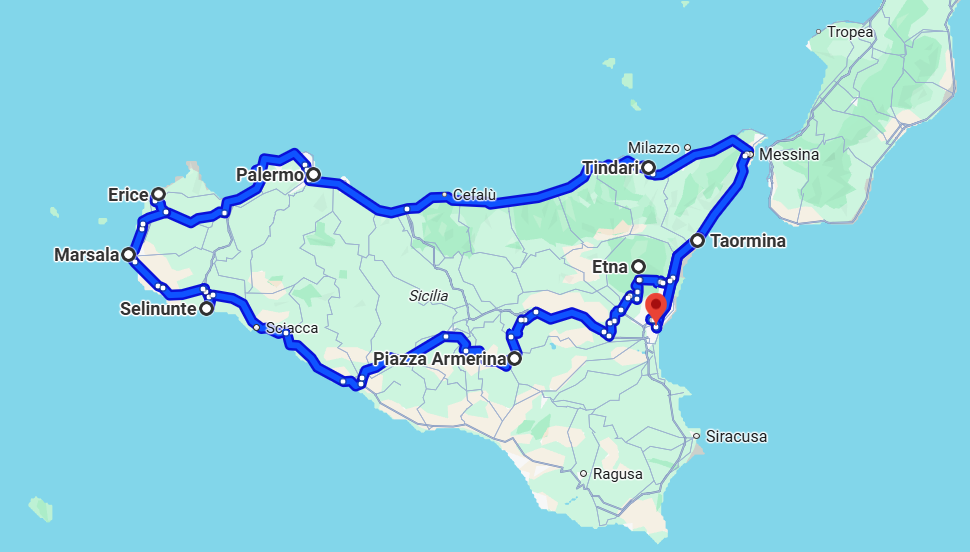 Map of the tour